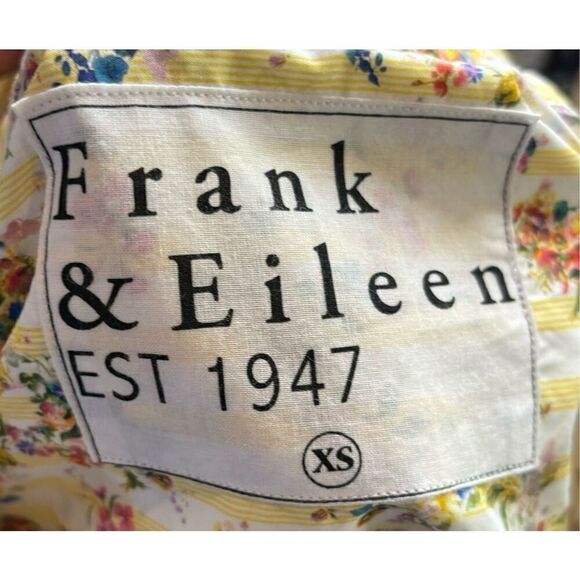 Frank & Eileen Silvio Floral Stripe Button-Up Shirt in Yellow Stripe NWOT Size X - Picture 5 of 7